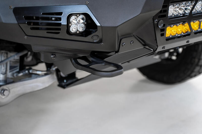 RAM 1500 TRX Bumper - Front - Addictive Desert Designs - Bomber with Dual 20-inch LED Bar Mounts - Hammer Black with Satin Black panels - `21-`27